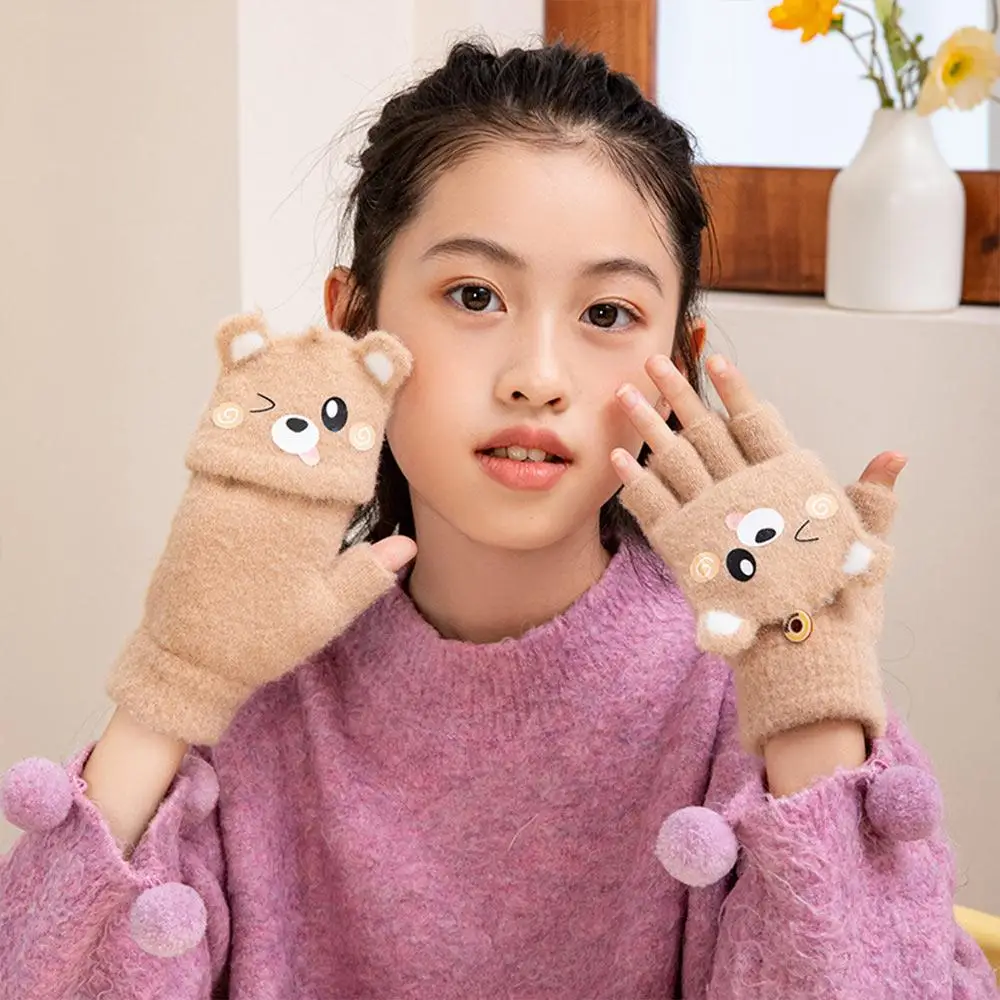 

Милые зимние перчатки с капибарой, утепленные норковые флисовые теплые вязаные варежки, рождественские подарки с героями мультфильмов для мальчиков и девочек