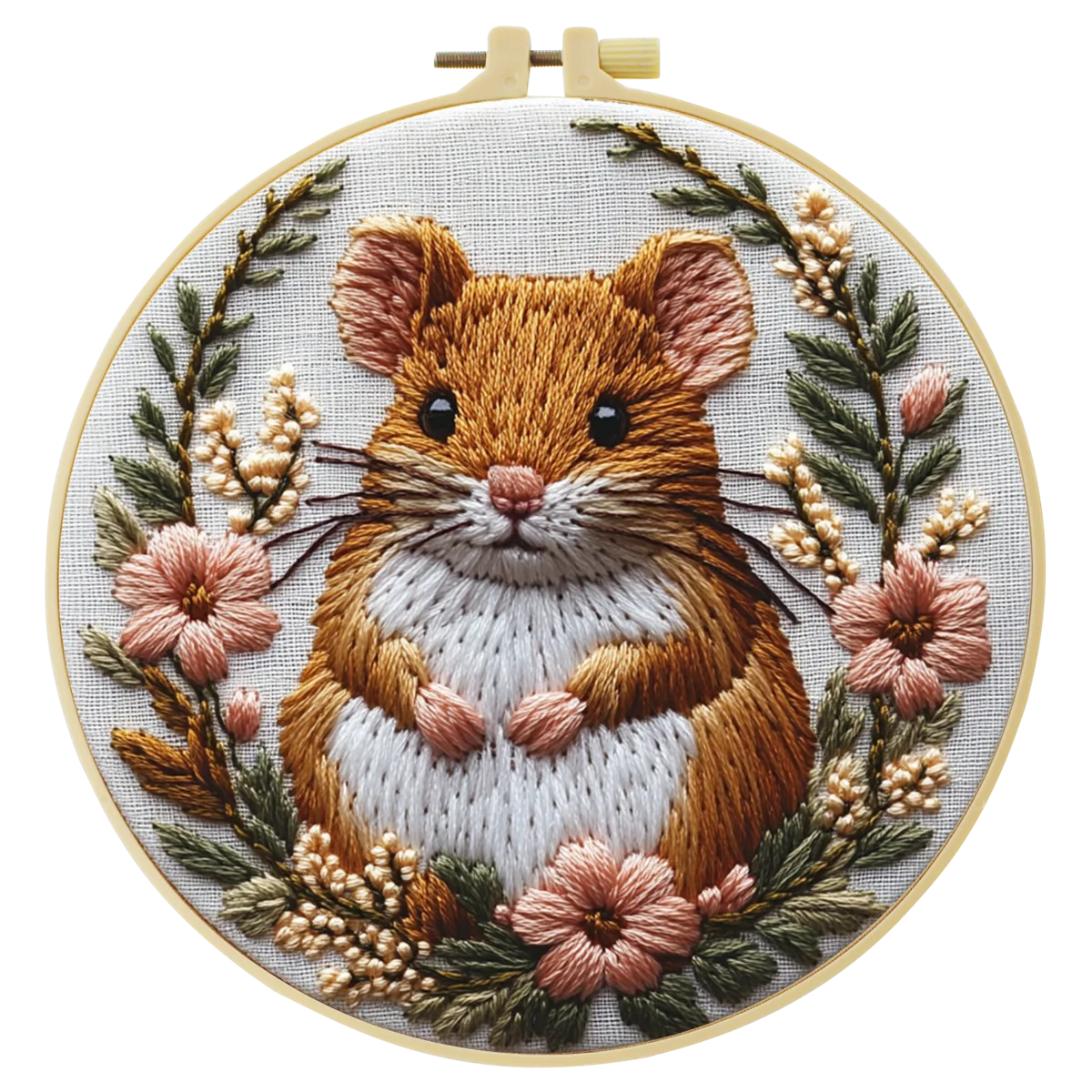 1 Stück 20X20CM/15X15CM 7,87/6,3 Zoll Ein Niedliches Kleines Eichhörnchen Taschen-Stickerei-Starter-Kit DIY-Set für Anfänger zum Basteln und Malen – Detail 4