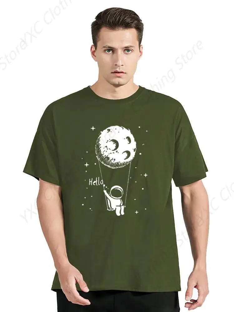 Funny Spaceman Design Printing Men's T-shirt- Short Sleeve Crew Neck Soft Fitted Tees S - 6XL Fresh Classic Basic Tshirts