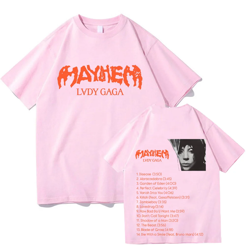 Lady Gaga Mayhem TShirt 2025 Nuovo Album Moda Uomo/donna Abbigliamento in cotone Retro Harajuku Abiti di alta qualità Ventole in cotone Magliette