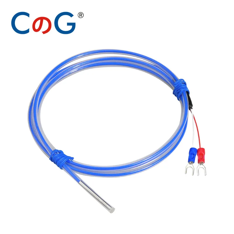 CG Teflon PT100 RTD K Type Thermocouple Temperature Sensor 2/3 Wire Probe Waterproof Anti-corrosion Acid and Alkali Resistance