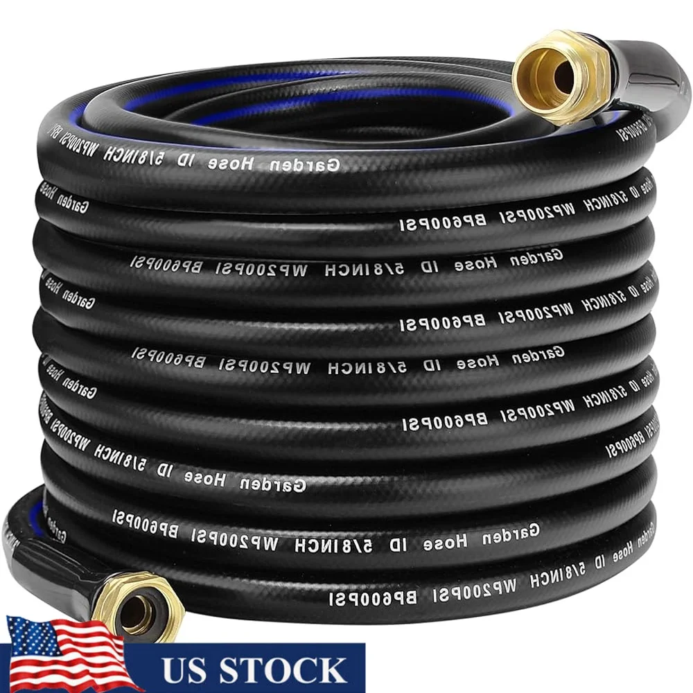 

75FT Flexible Garden Hose Heavy Duty Kink Free Rubber Hose 5/8 Inch Collapsible Durable Watering Pipe with Copper Fittings