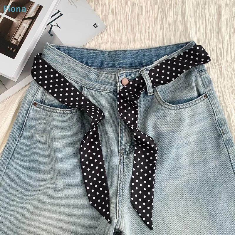 ✔Fashion Polka Dot Silk Scarf Versatile Headwear Hair Band Korean Style Luxury Silk Scarf Belt Package Hanging Decor Accessories image 4