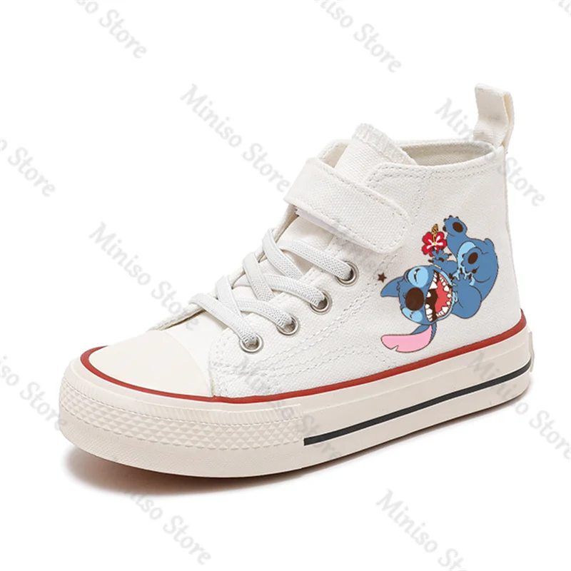 Girl Boys Kids Canvas Shoes Casual Cartoon Lilo Stitch Sport Shoes Children Fashion Print Shoes white blackTennis Shoes 1030