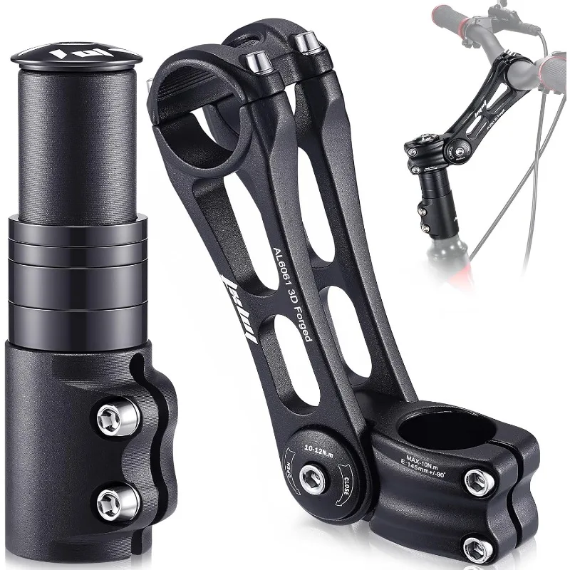 

TOBWOLF Bike Stem Riser & Adjustable MTB Bicycle Stem, Universal 31.8mm Bike Stem, ±90 Degree Handlebar Stem for Angle Adjustmen