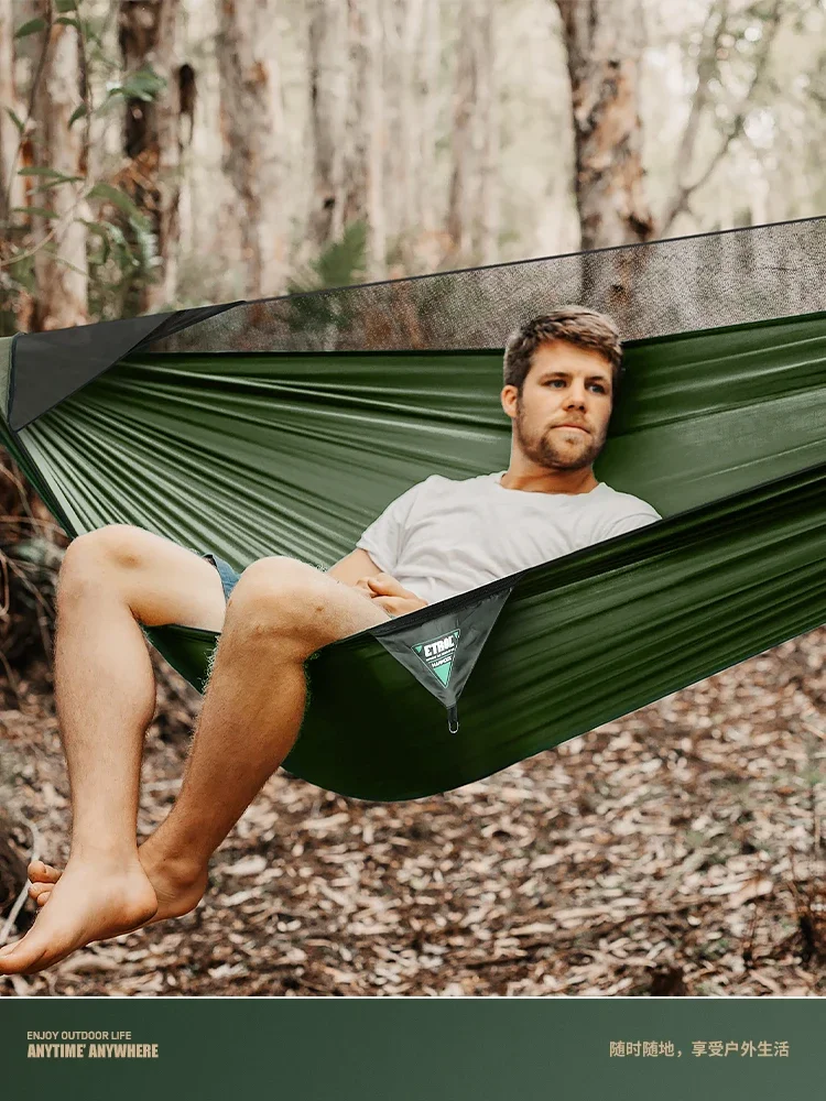 Outdoor Camping Hammock Anti-rollover Anti-mosquito Net Sleep Rest Bed Home Field Swing Hammocks Hiking Backpacking Bushcraft