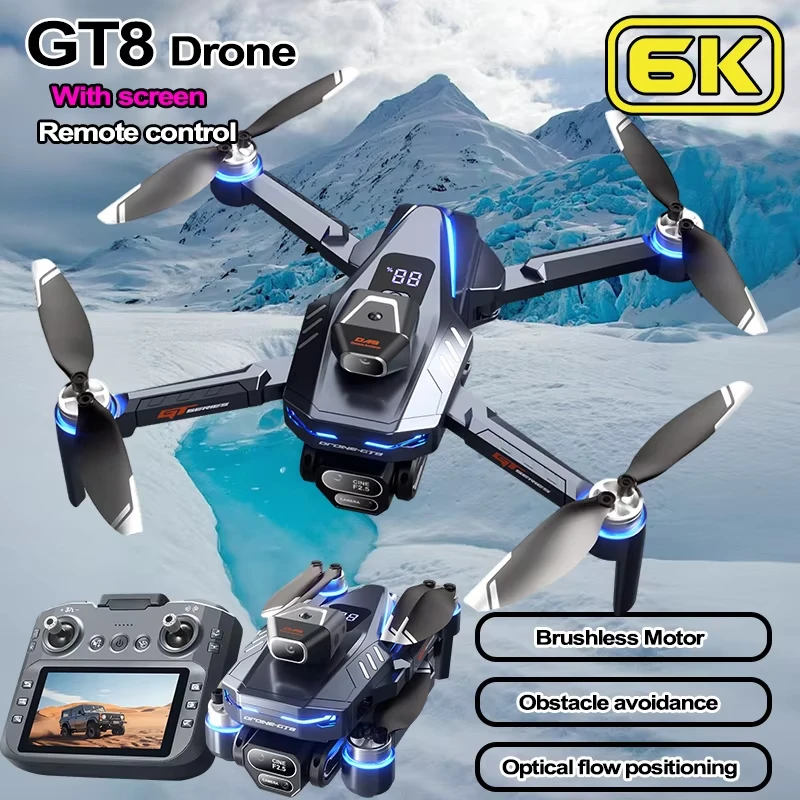 

Оригинальный дрон GT8 с камерой 6K HD, функцией предотвращения столкновений, аэрофотосъемкой, бесщеточным двигателем, складной, с экраном, четырехосный радиоуправляемый дрон.
