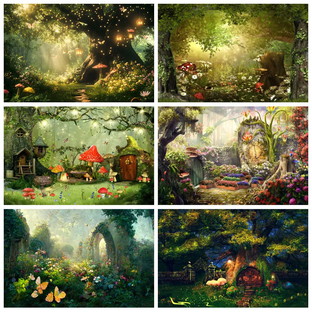 Fairy Tale Forest Backdrop For Photography Dream Wonderland Jungle Spring Fairy Butterfly Baby Birthday Party Photo Studio Props