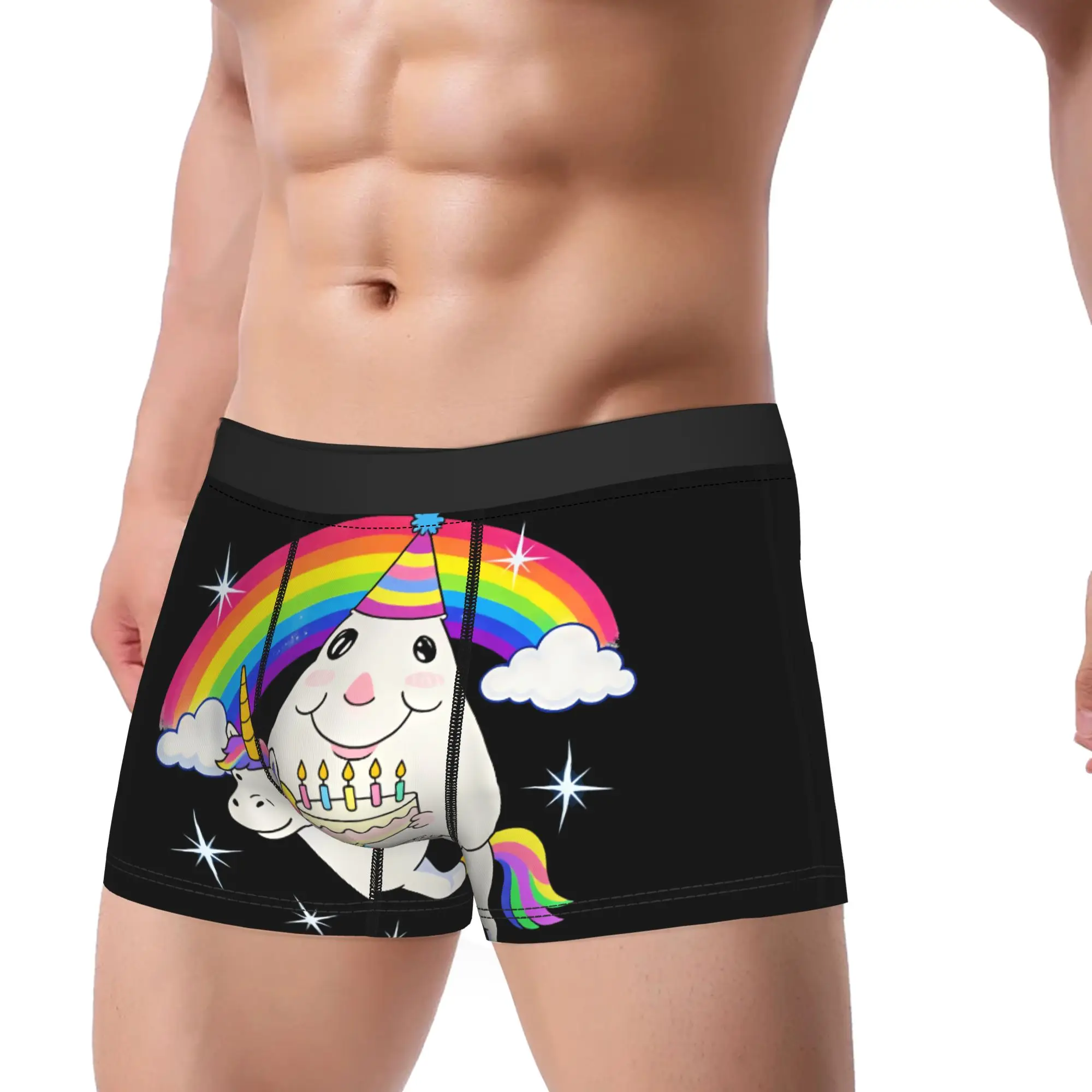Happy Hamster Birthday Unicorn Cake Funny Boxer Brief  Underwear High Quality Males Breathable Boxershorts Plus Size Panties