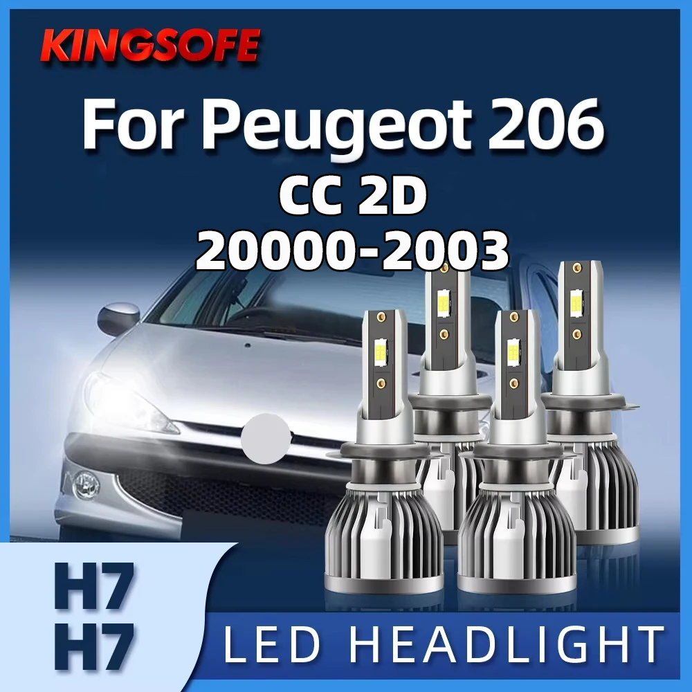 

KINGSOFE 2/4Pcs H7 LED 40000LM Car Headlight Bulbs Headlamps 6000K 12V Lights For Peugeot 206 CC 2D 2000 2001 2002 2003