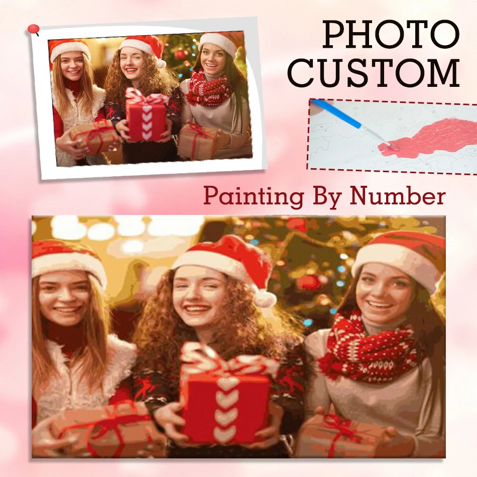 24/36/48 Color Photo Custom Paint By Number Art Gift Kits Customized Family Photo Group Photo With Friends For Home Decors Paint