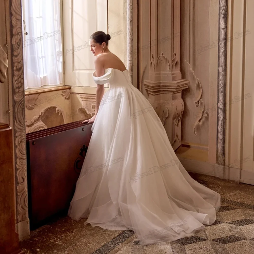 Graceful Wedding Dresses Simple Bridal Gowns Satin Robes Off The Shoulder свадебное платье Vestidos De Novia Cutsomized 2026