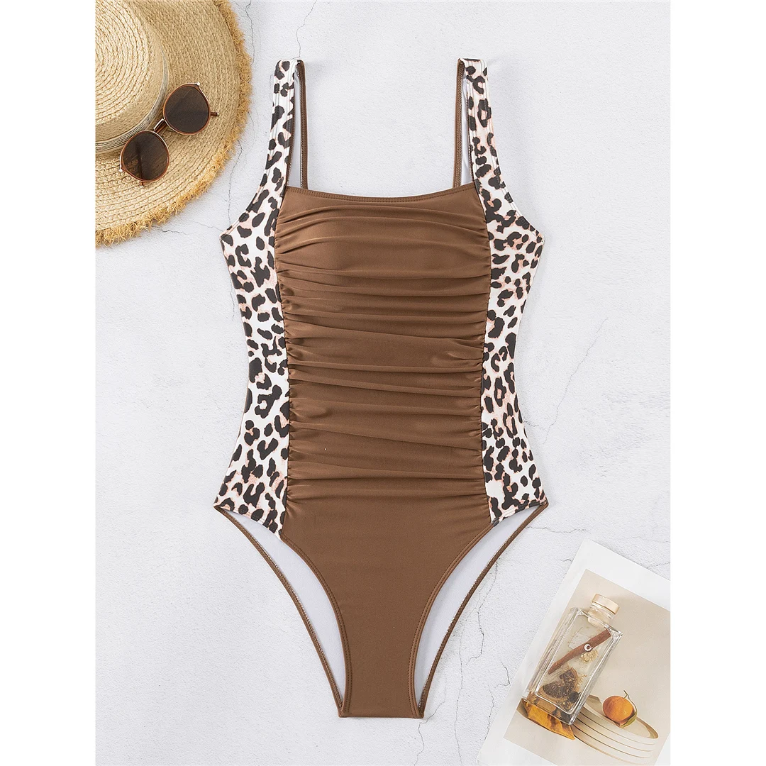 S - XXL 8 Farben Leopardenmuster Damen-Badeanzug Einteiliger Badeanzug mit Hochgeschnittenem Beinausschnitt V5951 – Detail 17
