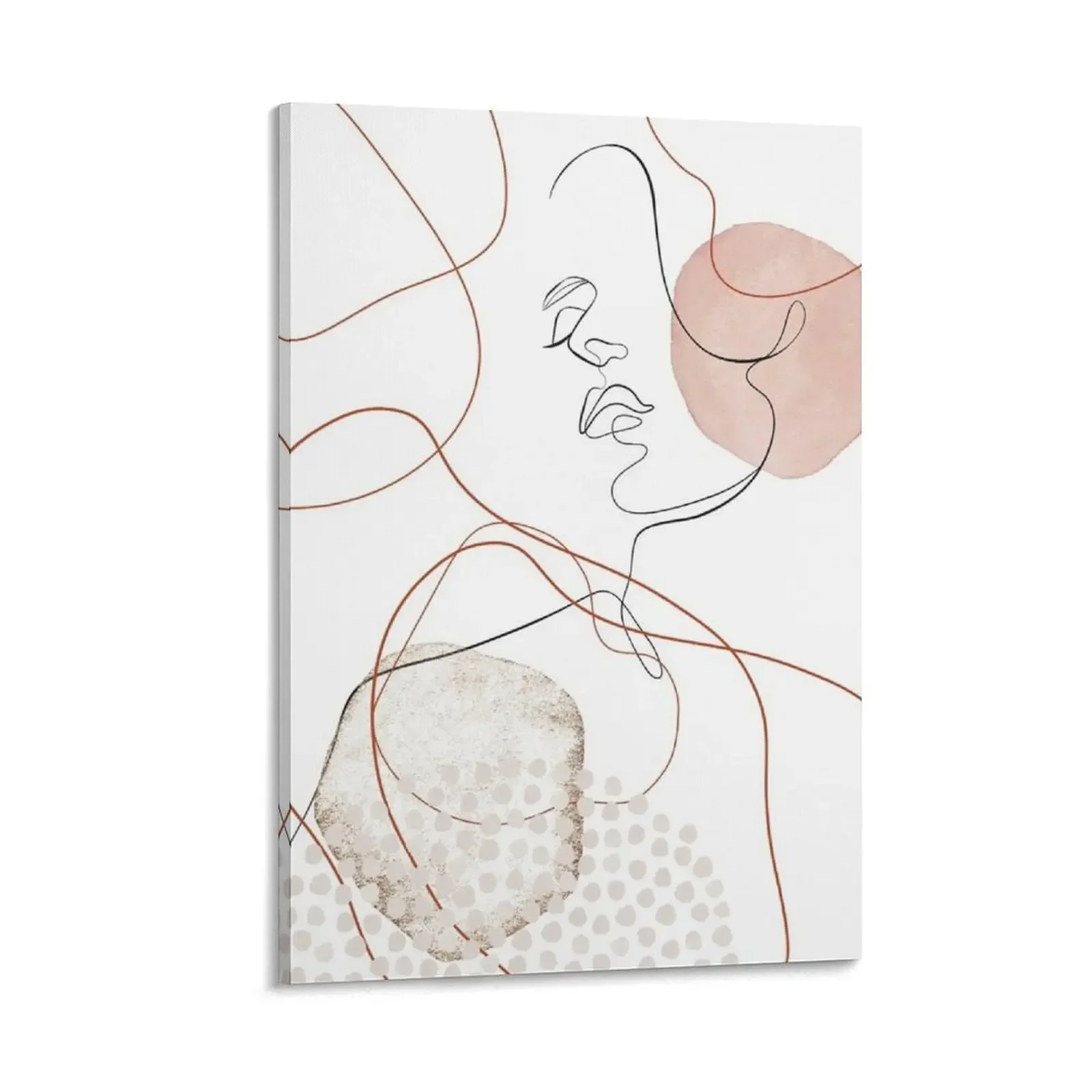 

Blush Gold Pebbles 4 - Boho Line Art Drawing Abstract Minimal Lines Design Canvas Painting room decor decorations for the room