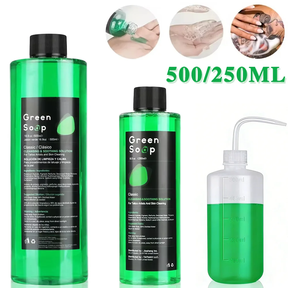

500/250/40ML Tattoo Green Soap and Blue Soap Concentrated Tattoo Cleaning Solution Algae Soap with Bottle Tattoo Aftercare Soap