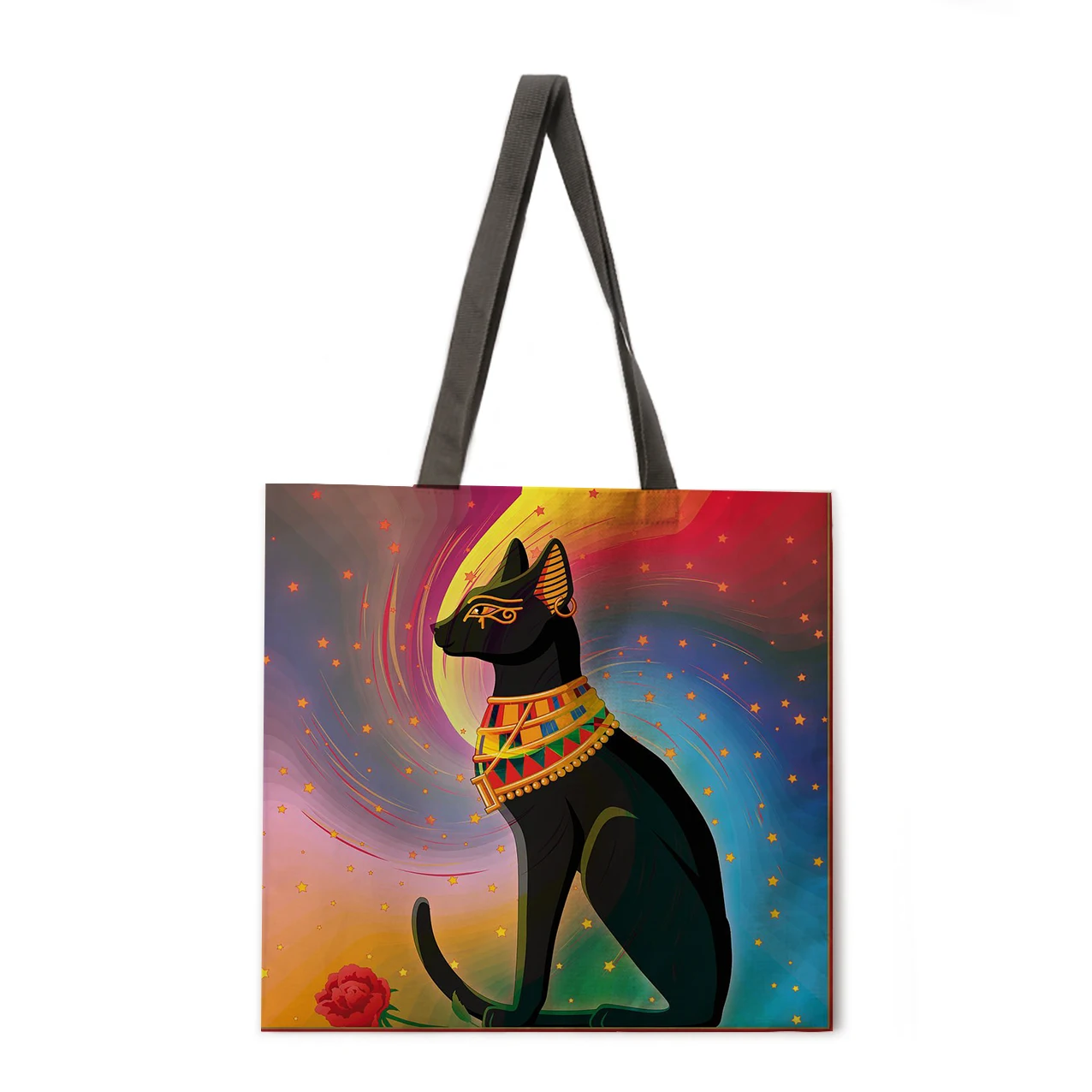

Egyptian murals linen bag handbag light shoulder bag large capacity eco-friendly shopping bag tote bag