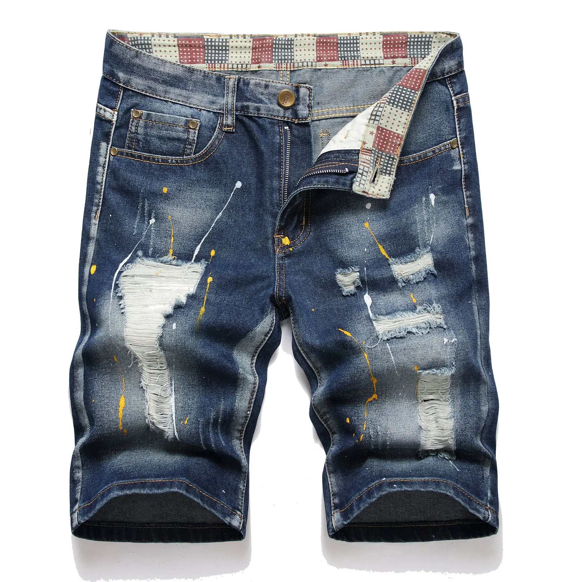 Trendy hoge kwaliteit casual kleding vintage denim shorts heren casual knielengte jeans retro gewassen katoen korte broek zomer