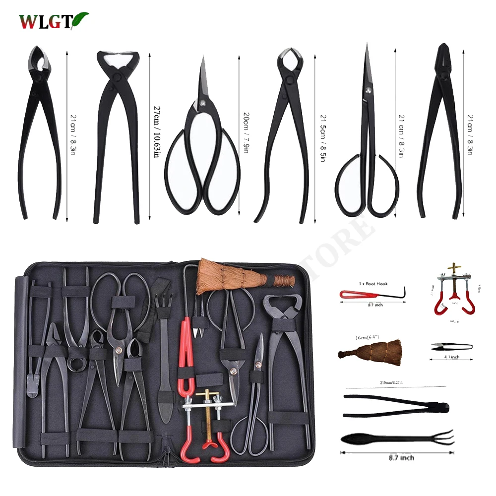 1 set Garden Bonsai Tool Set Carbon Steel Extensive Cutter Scissors Kit with Black Case for Garden Hand Tool Beginner Grade Feit