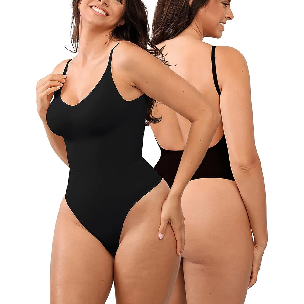 MISSMOLY Plus Size Backless Bodysuits Shapewear Thong Tummy Control Butt Lifting Body Shaper Corsets Slimming Camisole Tops