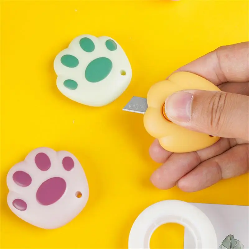 1~10PCS Kawaii Utility Knife Mini Pocket Knife Cat Paw Express Box Envelope Opener Paper Cutter Refillable Blade Korean