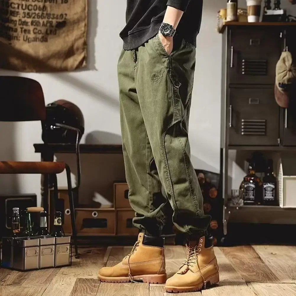 Pantalones bombachos de ajuste suelto para hombre, pantalones suaves y transpirables, cintura elástica, entrepierna, resistentes al desgaste, Cargo con bolsillos, Ankle-banded