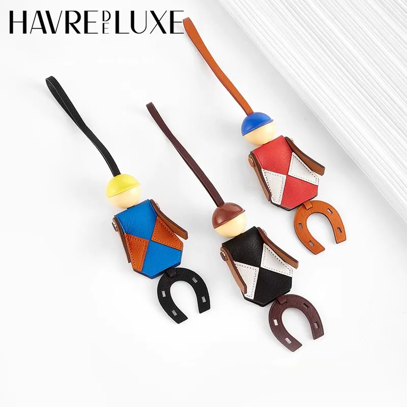 Pferderennen Jockey Bag Charm für Hermes Bag Echtes Leder Ritter Auto Schlüsselanhänger Ornament Frauen DIY Tasche Zubehör