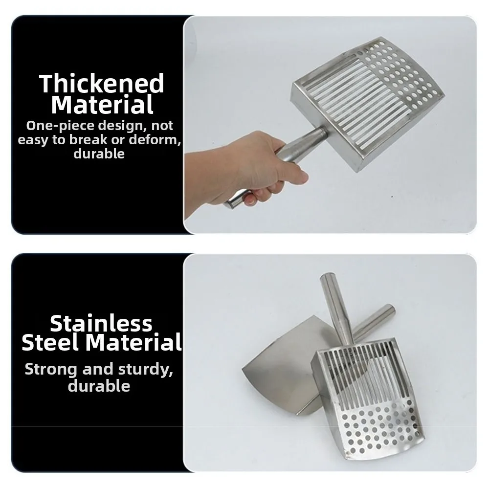 

Stainless Steel Beach Mesh Sand Shovel Portable Handheld Clam Digging Shovel Ergonomic Handle Beachcombing Scoop Pet Sifting