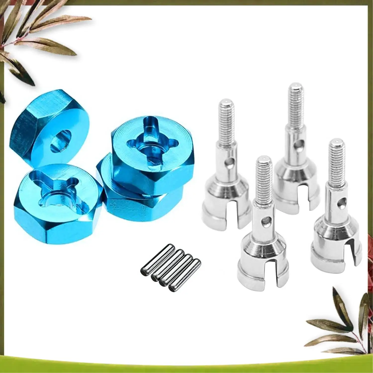 

ABOU-4Pcs Hexagonal Combiner Wheel Rim Hex 7Mm For 1/18 Wltoys A949 & 4Pcs Wheel Axles 1/18 RC For Wltoys A949