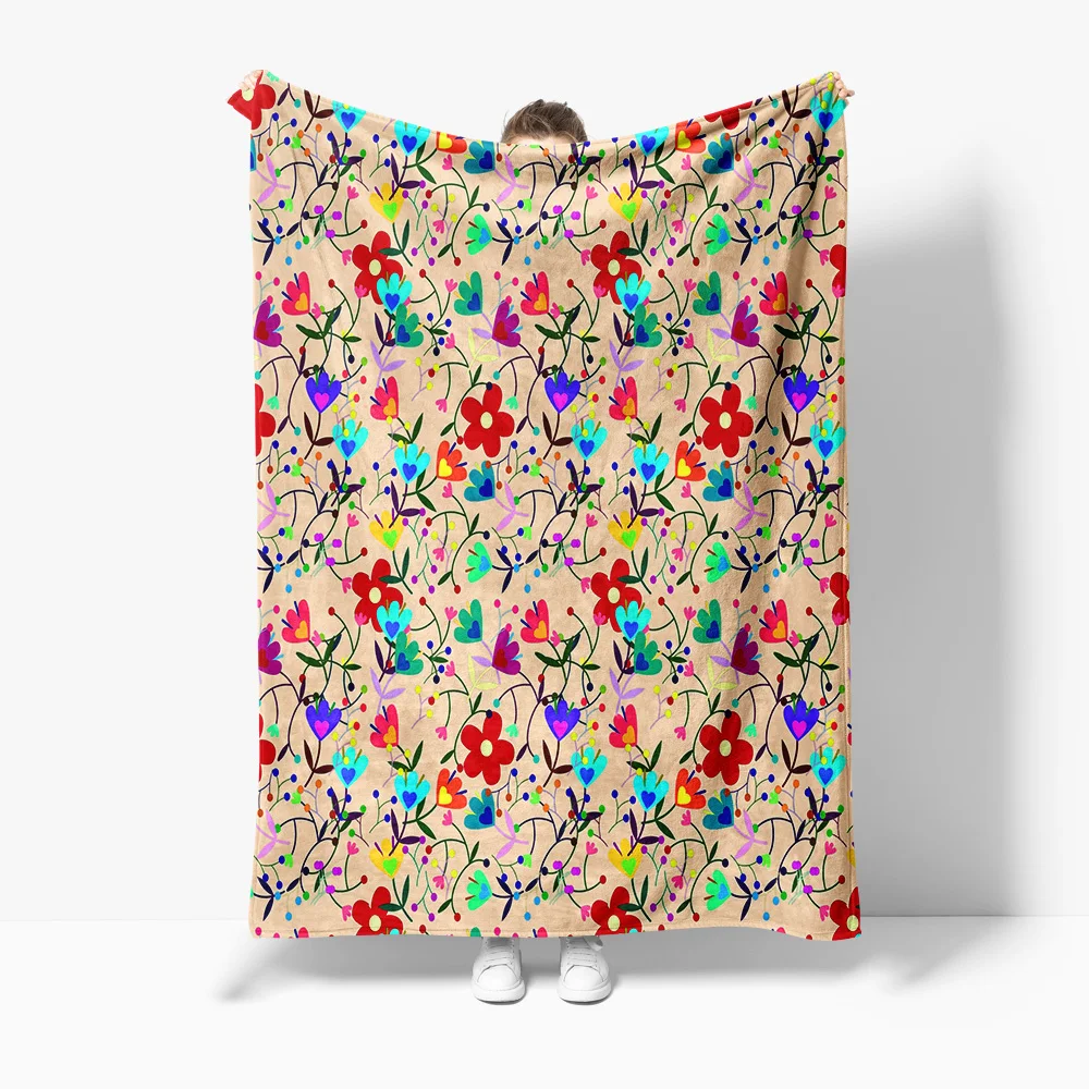 

Красочное одеяло с цветочным принтом, мягкое флисовое одеяло для детей, украшение для дивана-кровати для девочек, подарок