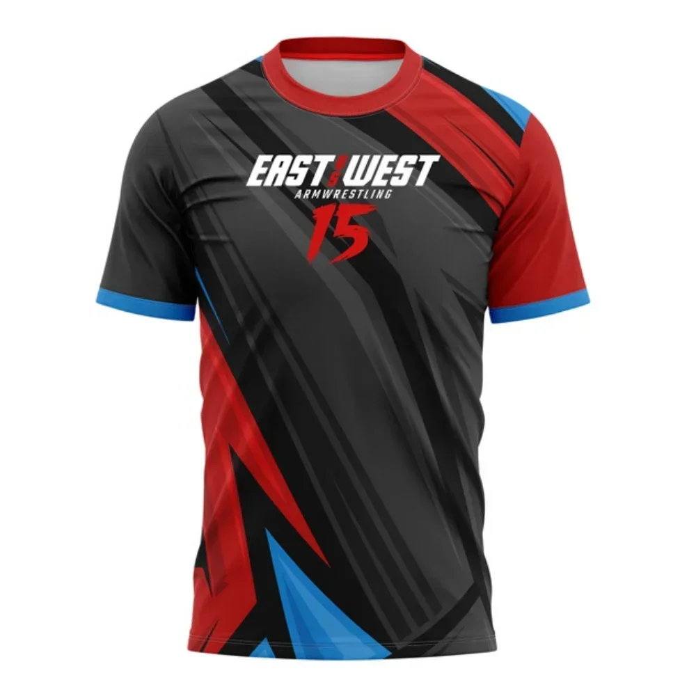 East Vs West 10-15 Devon Larratt Arm Worstelen Jersey Team Pols Liefhebbers Training Fitness Game-day Uniform Kleding Kort