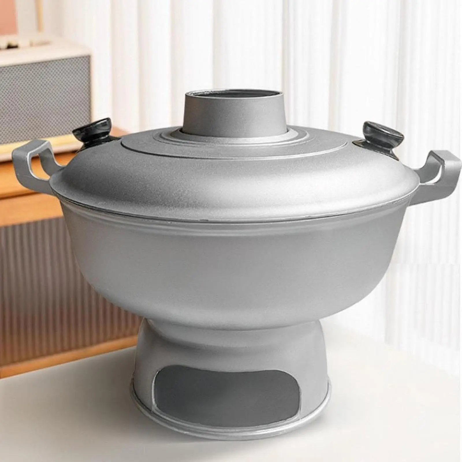 

Shabu Pot Cooking Outdoor and Indoor Use Stockpot Aluminum Cookware with Lid Camping Multiuse Compact Charcoal Hot Pot Hotpot