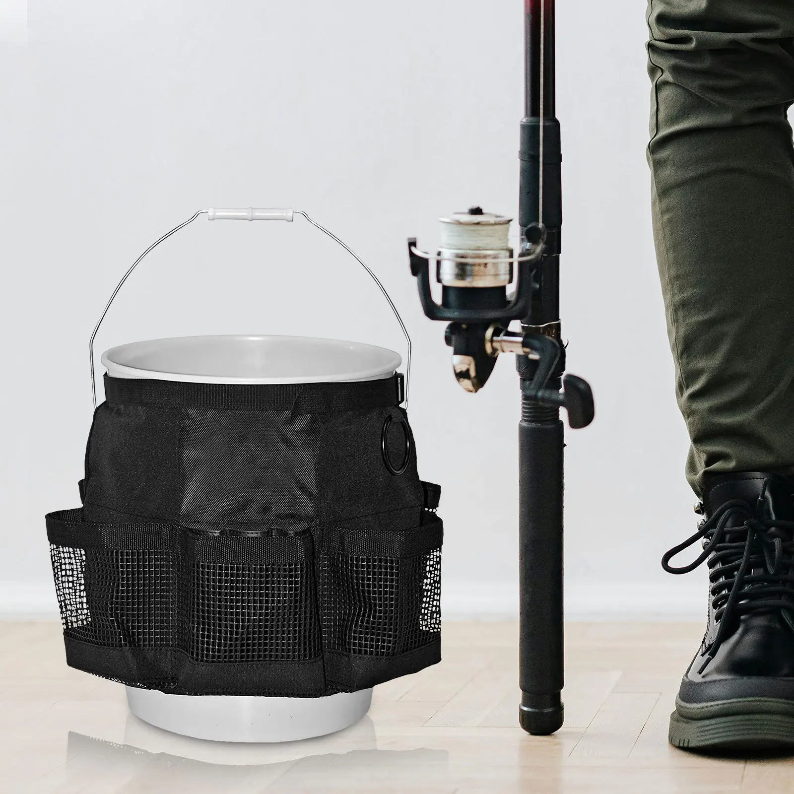 حقيبة أدوات تنظيم دلو سعة 5 جالون، تخزين متعدد الجيوب لغسيل السيارات، منظم دلو الصيد