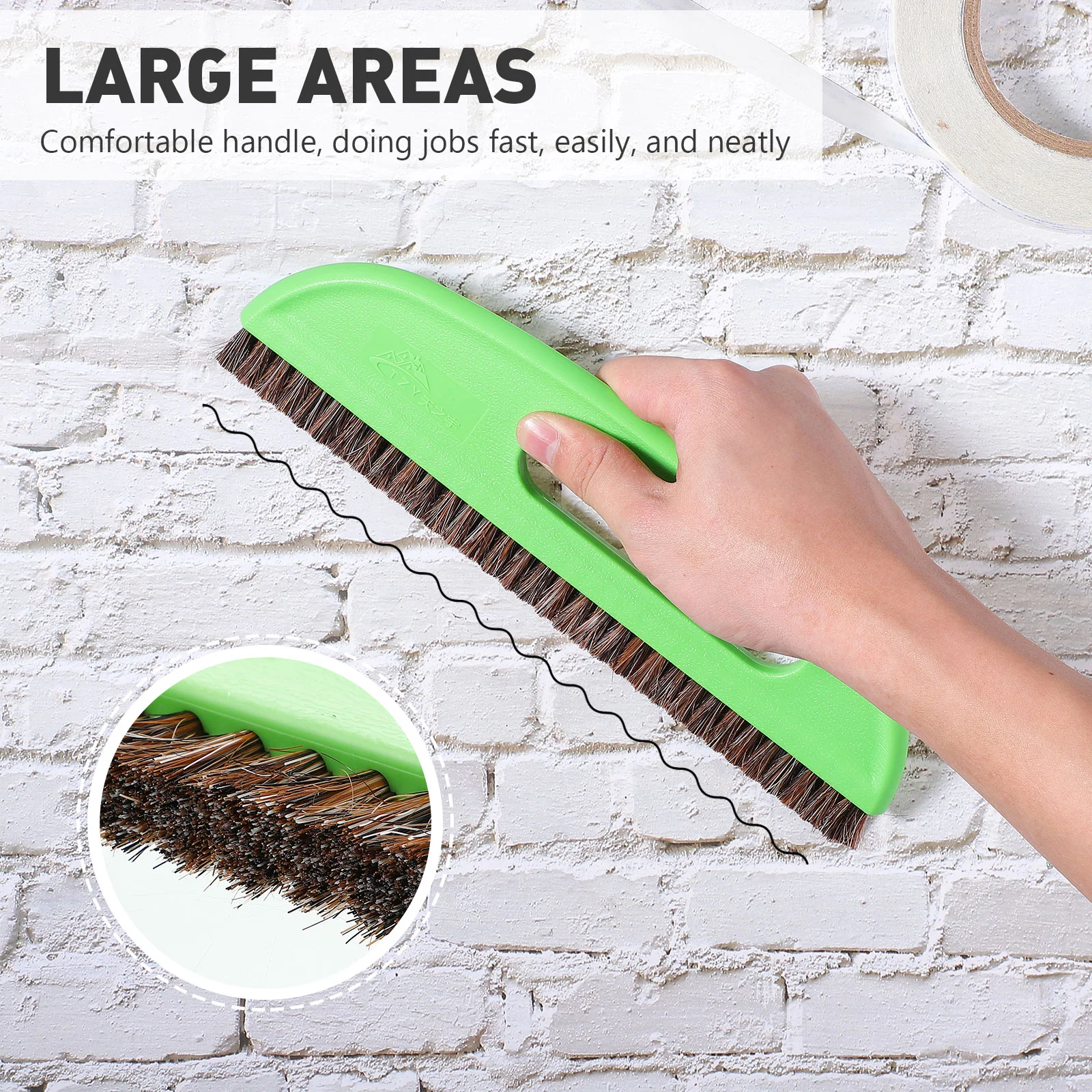 Ergonomic Handle Horse Mane Hairbrush Thick Bristles Smooth Installation Wall Covering Tool Wallpaper Sticking Single