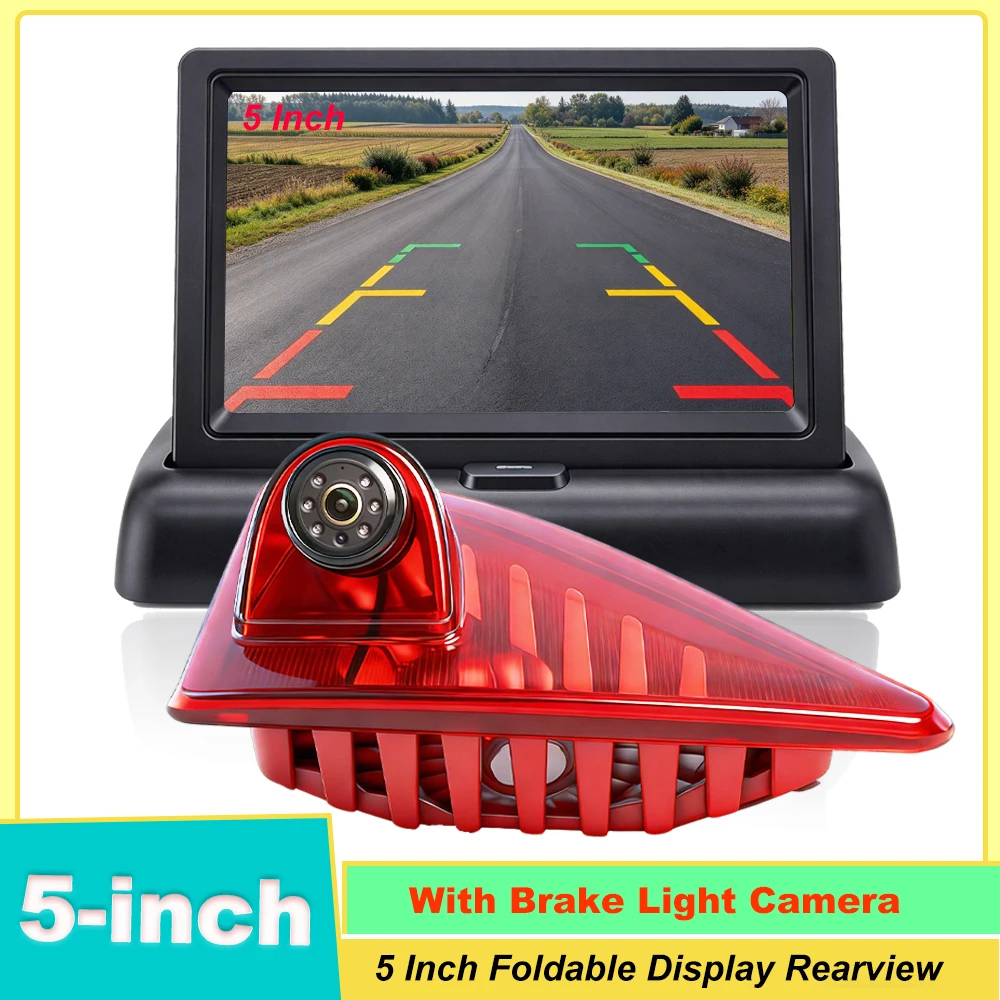 DIYKIT 5inch Foldabel IPS AHD Rear View Car Monitor Backup Monitor Brake Light Backup Camera Kit