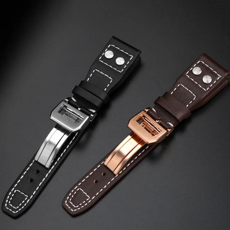 Per IWC cinturino in vera pelle Big Pilot lanciafiamme Little Prince Mark 18 cinturino Willow Nail bracciale 21mm 22mm blu marrone