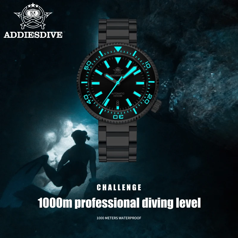 ADDIESDIVE Watch Men‘s 1000m Diving Sapphire BGW9 Luminous  Stainless Steel Watches NH35 Mechanical Waterproof Reloj Hombre