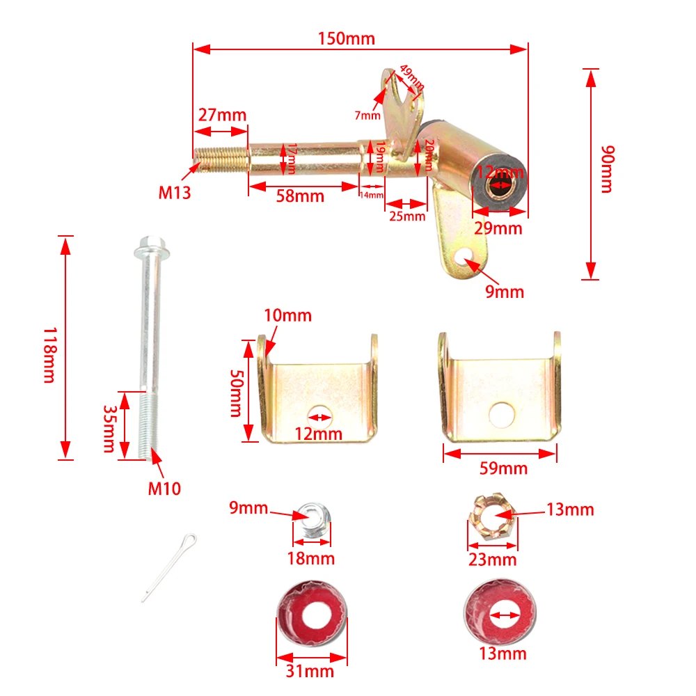 1 Pair 17mm Steering Strut Knuckle Spindle for ATV 49cc 50cc 70cc 90cc 110cc Go Kart Dirt Bike UTV Quad Bike Parts Disc Brake
