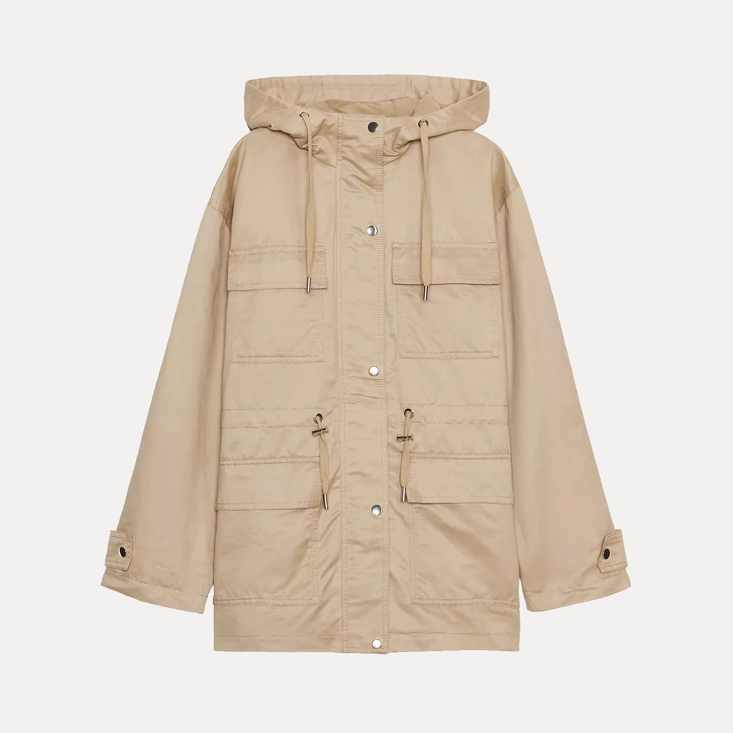 Automne 2025 Jaet à capuche pour femmes avec plusieurs kets Design décontracté pour les déplacements Sle Long Sve coupe ample coupe-vent manteau