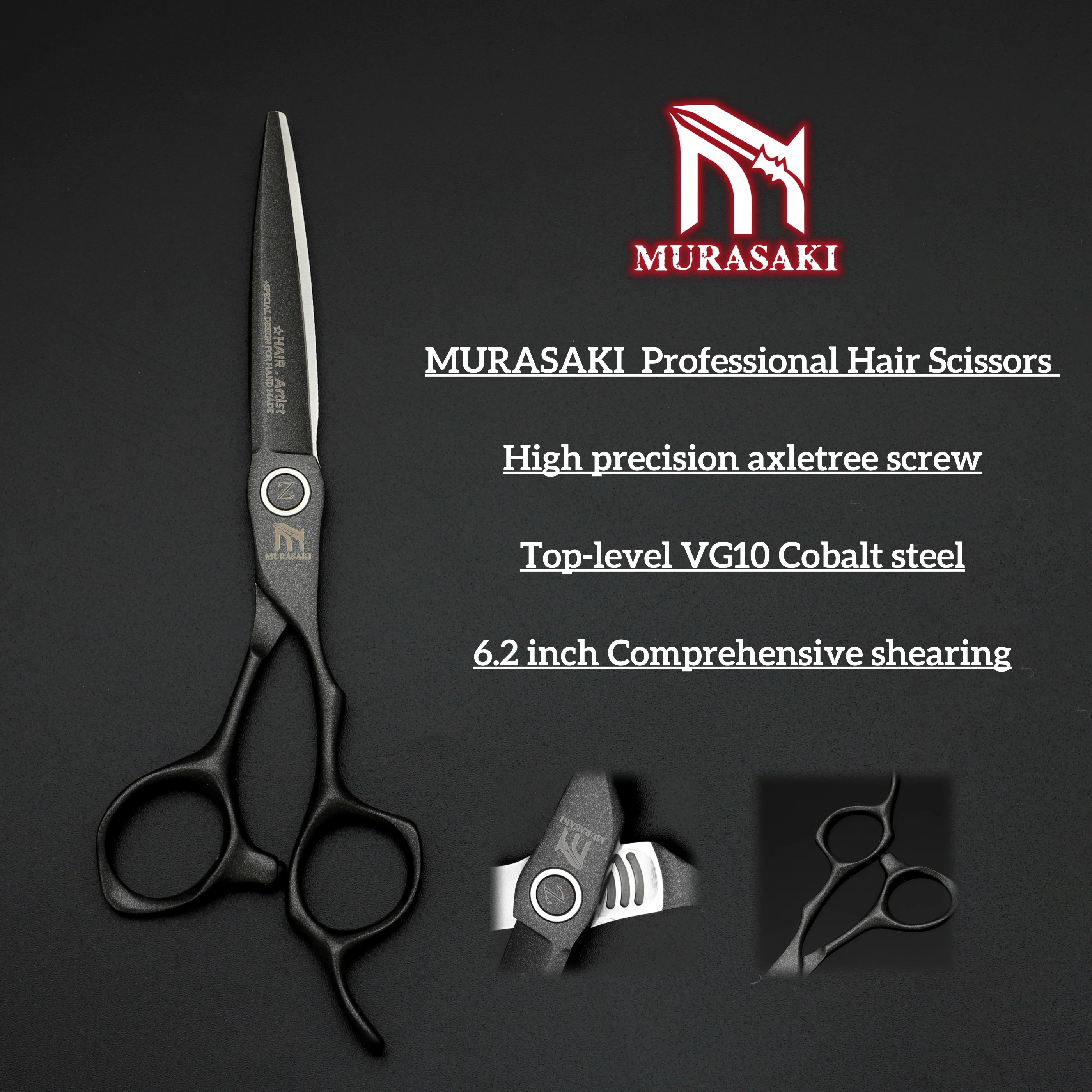 MURASAKI 6-Zoll-Professionsschere mit umgekehrten Zähnen zum Ausdünnen, Hitachi 440C-Stahl-Friseurschere, hochwertige Haarschneidemaschine – Detail 13