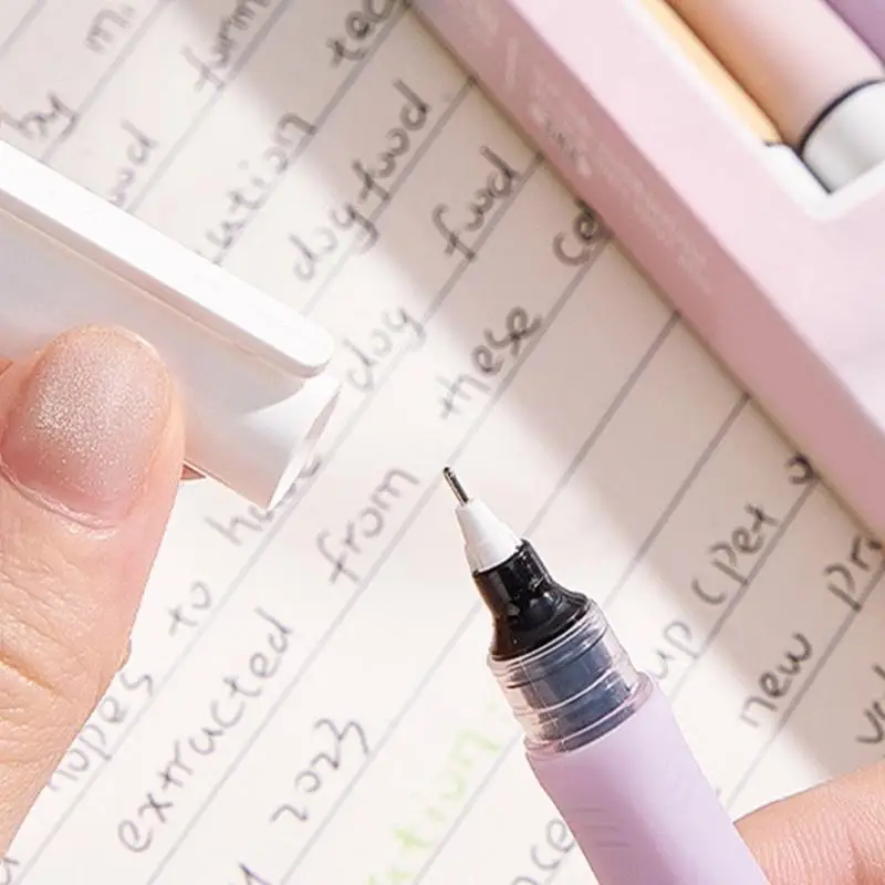 

D08B 5PCS Roller Ball Pen 0.5MM Needle Tip Ergonomic Grip Liquid Gel Pen Quick Dry