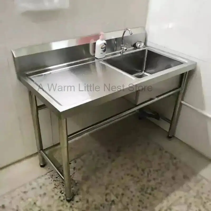 Outdoor Kitchen Sinks Commercial Stainless Steel Dishwashing Sink Hotel Canteen Floor-standing Vegetable Washbasin Washing Sinks