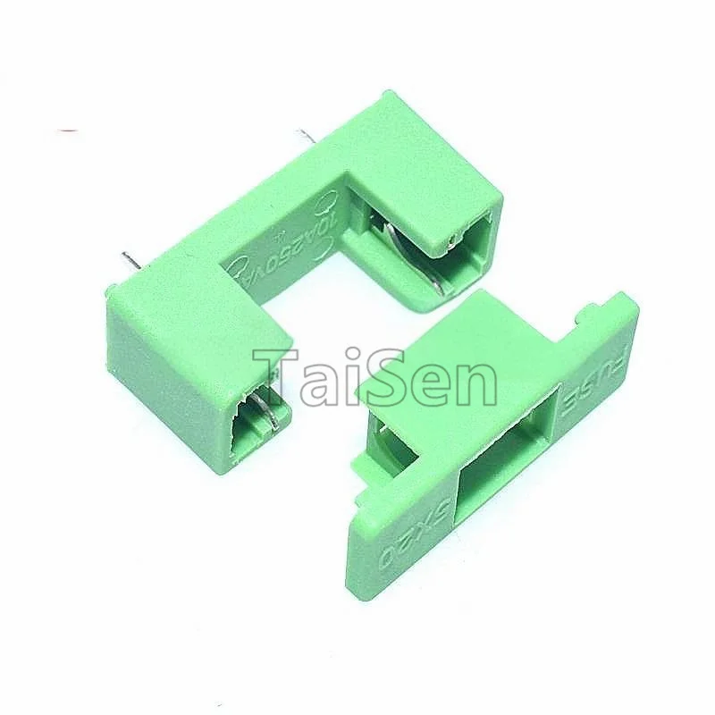 Portafusibile verde da 10 pezzi PTF-77/78 5×20MM 250V Passo pin 15MM/22MM con scatola per tubo fusibile con coperchio