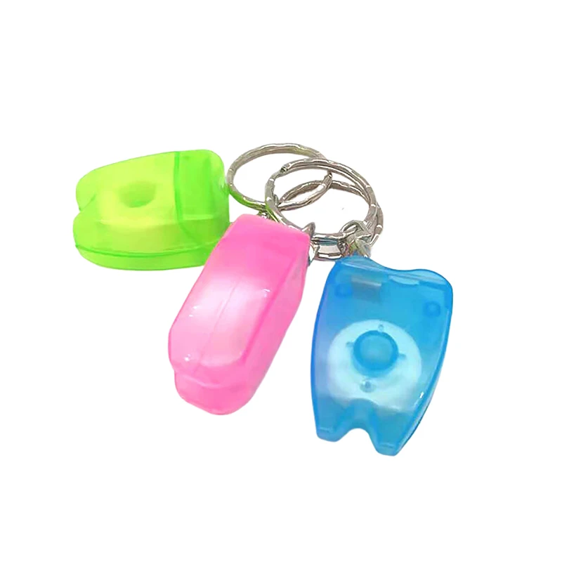 Caixa em forma de dente plana, Portable Dental Floss Keychain, Dental Gaps Cleaning, Oral Care, 10m Roll, 1Pc