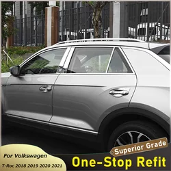 For Volkswagen T-Roc 2018 2019 2020 2021 Stainless Steel Window Sill Door Center Pillar Cover Trim Strips