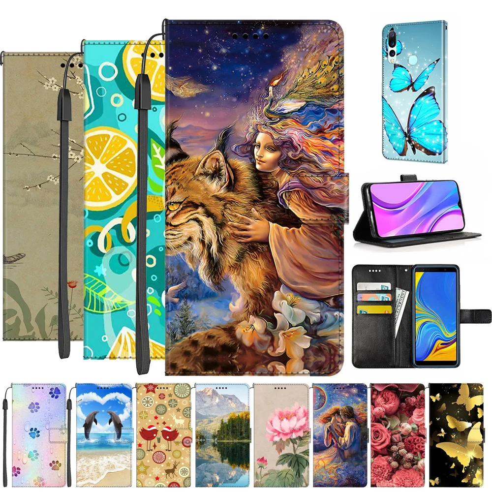 리얼미 C71 4G 가죽 북 플립 커버, 고급 카드 지갑 폰 케이스, 귀여운 고양이와 강아지 카드 홀더