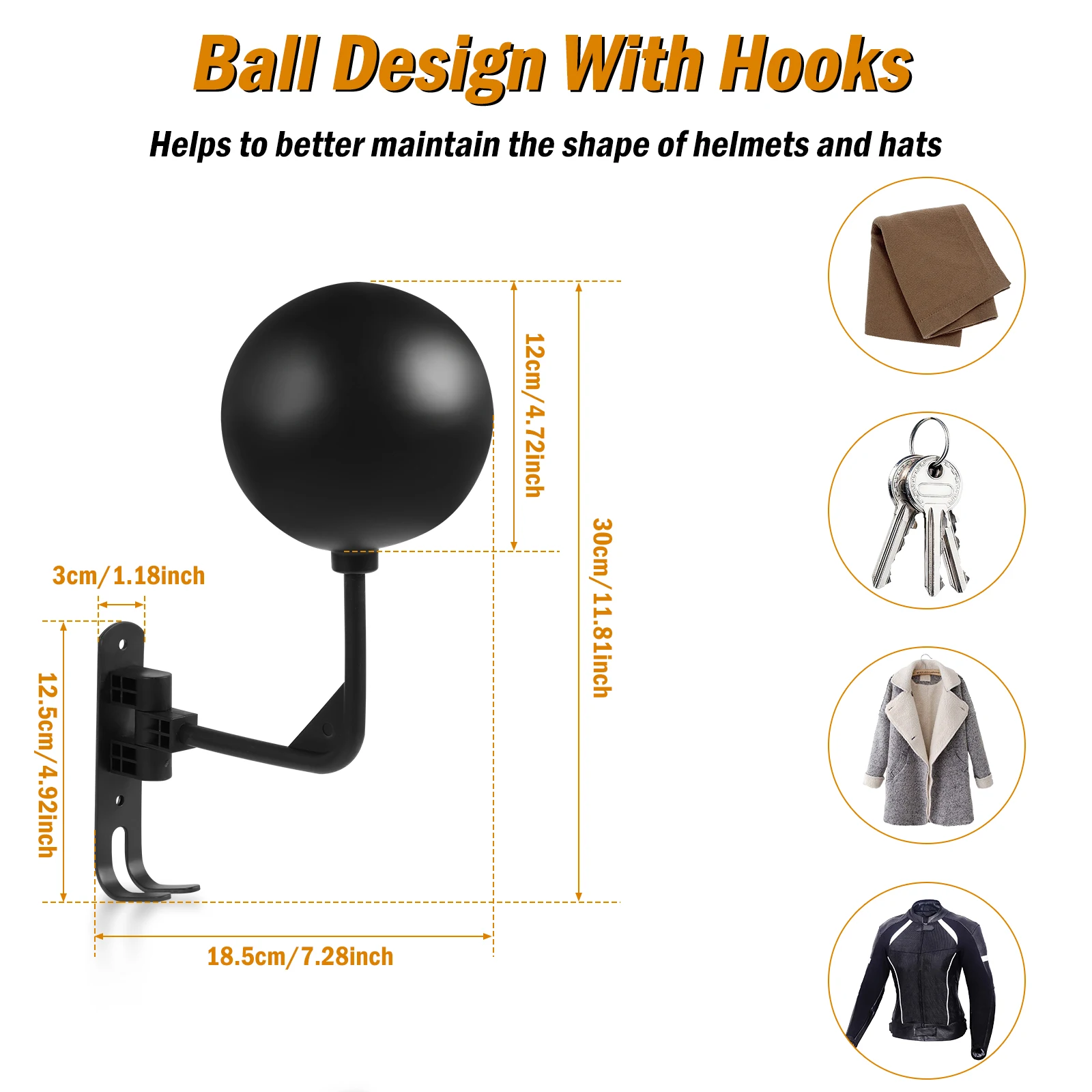 Motorcycle Helmet Holder 180° Rotatable Motorcycle Helmet Rack with Double Hook Moto Accessories Wall Mount for Hanging Hat