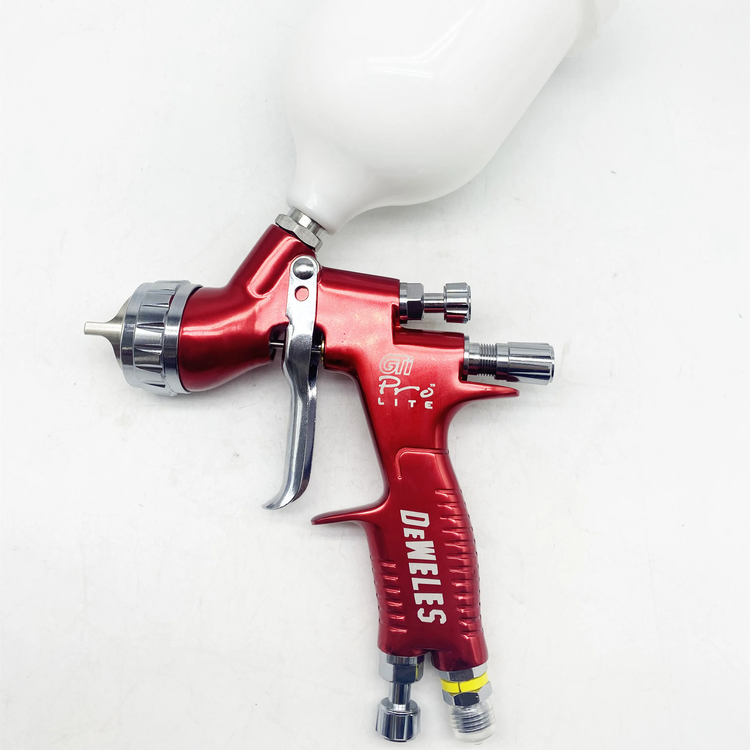 DEWELES Hvlp Professional Paint Spray Gun GTIS Pro 1.3mm Low Pressure Airbrush with 600ml Plastic Cup Water-Based Pneumatic Tool