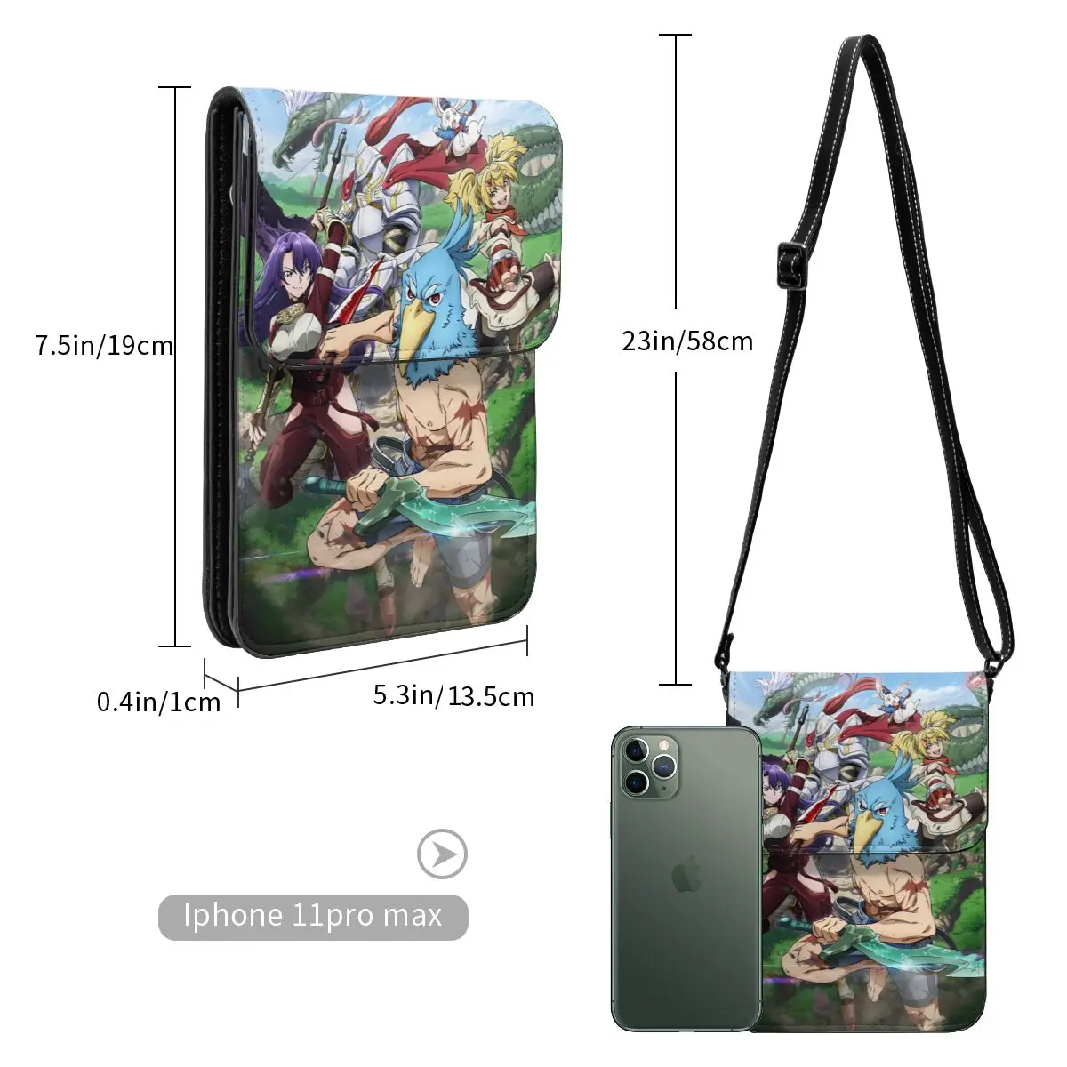 Anime Shangri-La Frontier Crossbody Wallet Cell Phone Bag Shoulder Bag Cell Phone Purse Adjustable Strap