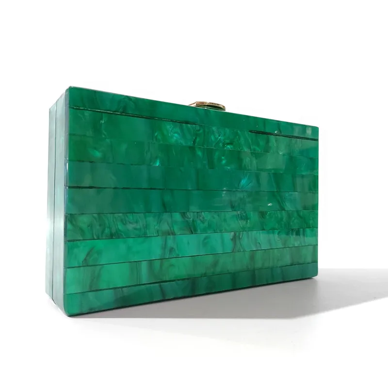 Pearl Green Marble Acrylic PVC Plastic Luxury Party Handbag Women Casual Box Clutch Purse Wallet Flap Brand Wedding Party Evenin