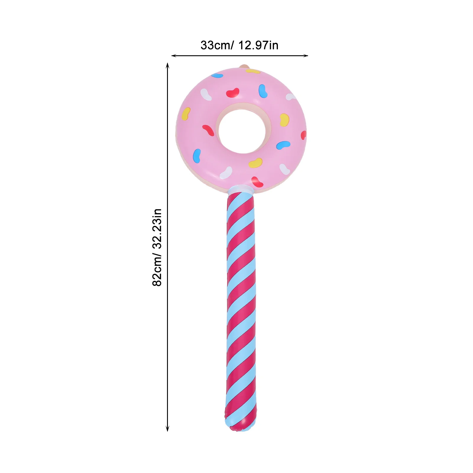 6Pcs Donut Shape Balloons 80Cm PVC Inflatable Stick Party Decor for Candyland Birthday Pool Theme Events Photo Booth Backdrop